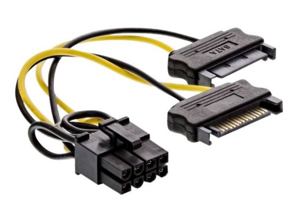 Inline Stromadapter intern, 2x SATA zu 8pol für PCIe | 0,15m 26628D