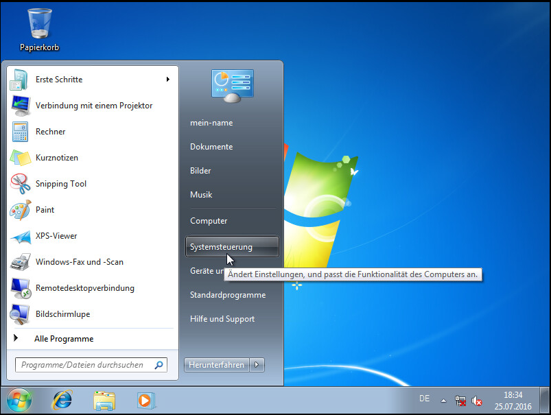 Windows 7 Start Menü